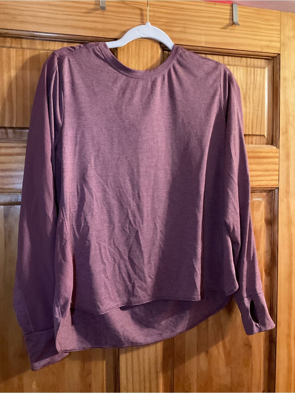 Purple lightweight breathable long sleeve workout top